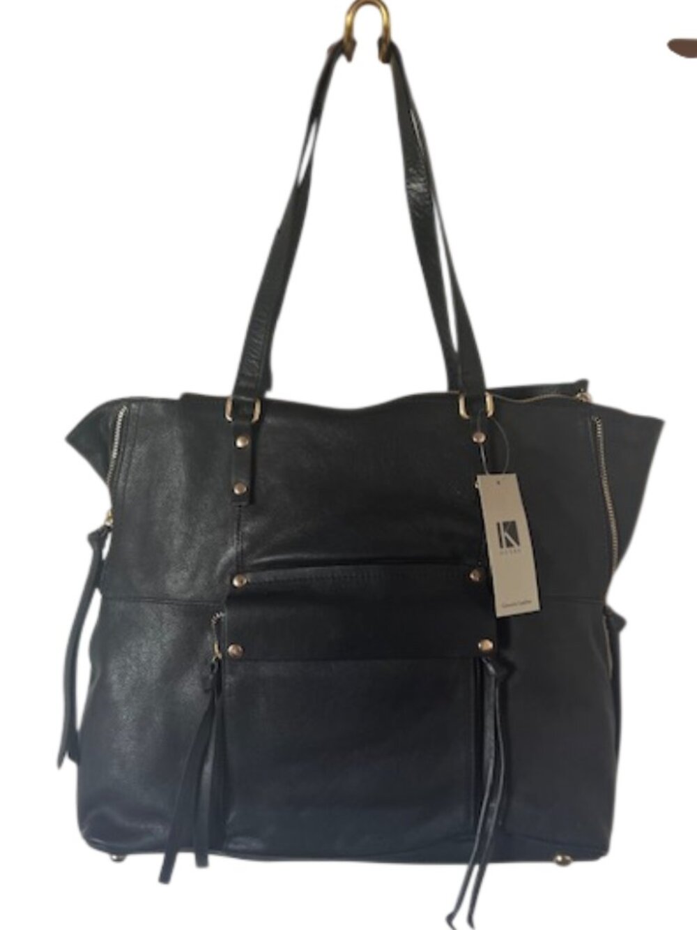 KOOBA Purse Black Pebbled Leather Large Shoulder Handbag Tote NWT